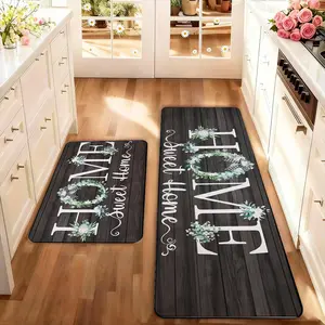 2 count Farmhouse Style Kitchen Rug Set, Farmhouse Kitchen Rugs, Kitchen Rugs Sets, Washable Non-Slip Low Profile Floor Mats, Home Decor for Kitchen Laundry Room Hallway, Spring Summer Decoration
