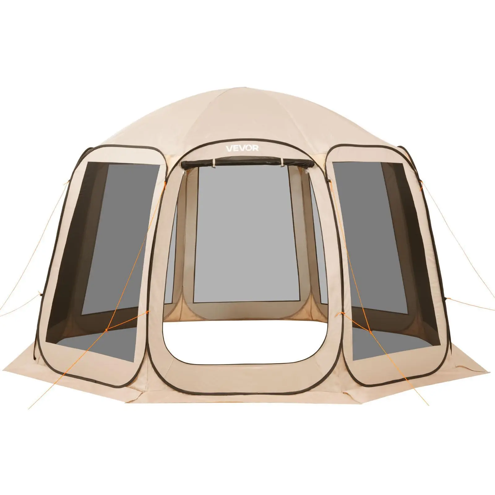【FathersDayGift】VEVOR Screen House Tent, 12 x 11 ft, 10-12 Person Pop Up Screen Tent, Portable Screened in Canopy with Carry Bag, Netting Sides, Ground Stakes, for Garden, Patio, Backyard, Outdoor Activities, Beige