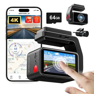 REDTIGER A4 Front & Rear Dash Cam Dashcam For Cars, 5.8GHz WiFi, 2" Touchscreen, 64GB Card，Advanced Car DVR w/Parking Monitoring, Loop Recording for Trucks & Cars