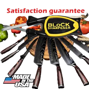 Block's outdoorsmen knife sharpener, sharpens and hones bades to original cutting edges.