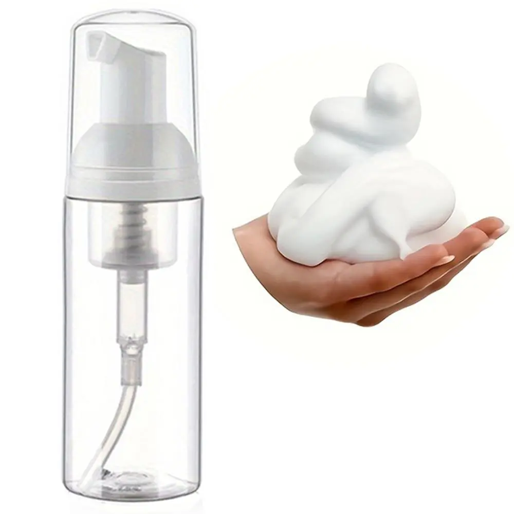 Portable 60ml Foam Pump Bottle, 3/5 Counts Clear Foam Dispenser Bottle, Refillable Empty Bottle for Skin Care, Cosmetic, Travel Accessories, Makeup Brushes Cleaner, Makeup Brush Cleaning, Home Beauty Tool