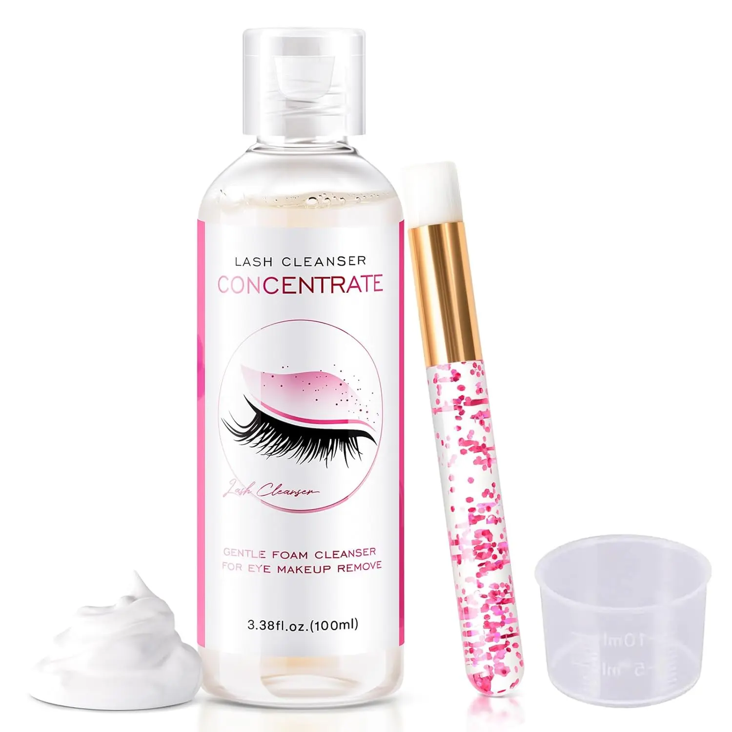 HALLOWEEN GIFT 100ml Lash Shampoo Concentrate – Foaming Eyelash Extension Cleanser, Gentle Deep Cleansing for Natural Lashes, Removes Makeup & Residue