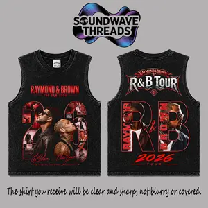 The R&B Tour 2026: Raymond & Brown [Red] #3 Premium Acid Washed 100% Tank Top T-Shirt, R&B Music Duo Graphic Tee, Urban Hip Hop Soul Streetwear Shirt, Concert Tour Merch, Gift for R&B Fans, Vintage Music Tee
