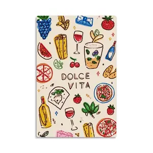 Dolce Vita Italian Food Theme Tin Sign， Vintage Italian Cuisine Metal Sign Print Aesthetic Room Decoration for Home Bedroom Kitchen Bar Dorm Bathroom Wall Decor 8 X 12 Inch