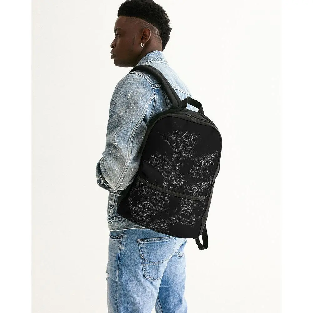 Marble Black Small Canvas Backpack
