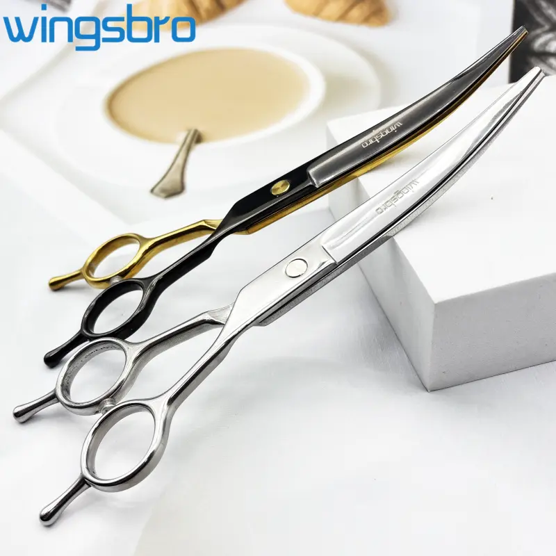 Wingsbro 7-Inch Up-Curved Double-Tailed Pet Grooming Scissors, Grooming Products for Dog and Cat Hair Trimming
