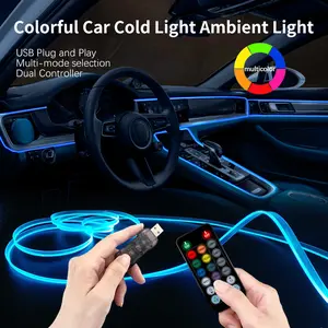 USB Powered Car Interior LED Light, Multiple Color Modes 3M Fiber Ambient Light, Car Interior Decorative Light, Car Interior Lighting