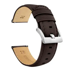 Dark Brown Water Resistant Leather Brown Stitching Watch Band - Vaer C5 / D5 Field (20mm)