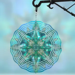 360 Degree Rotating Stained Glass Wind Spinner, Creative Hanging Decor, Outdoor Decor for Garden Patio Yard Lawn