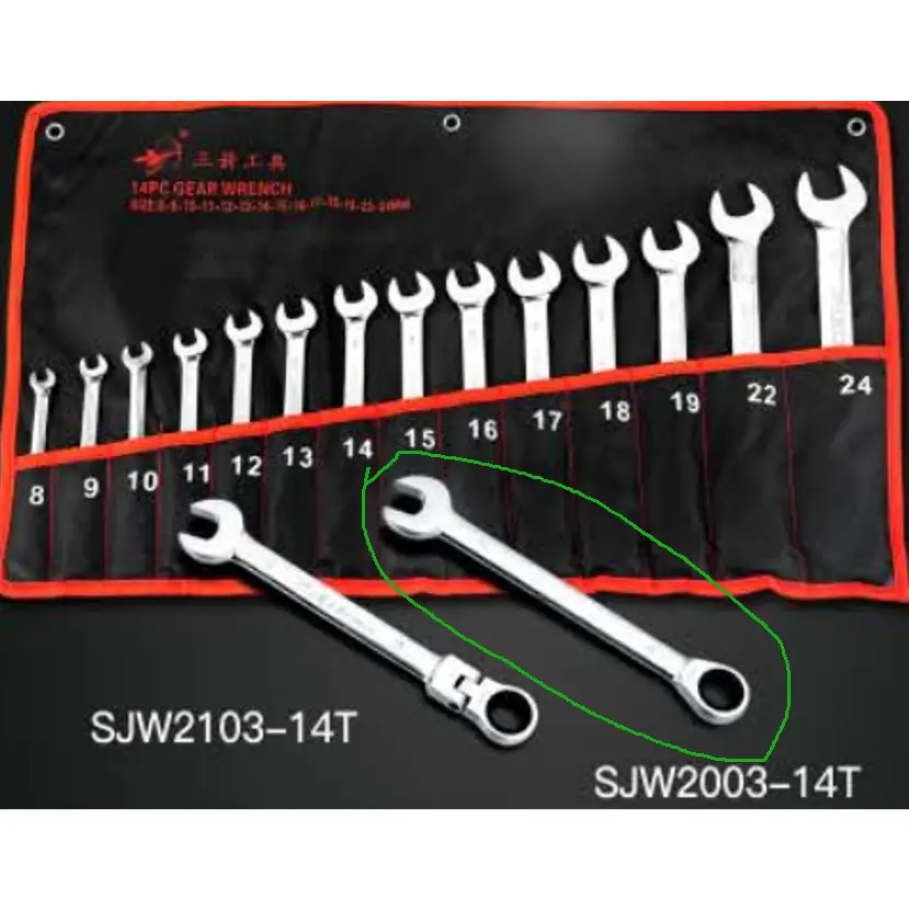 1 set of 40Cr fixed head ratchet wrench, 14 pieces set SJW2003-14T Multi-Purpose household maintenance Hand Tools