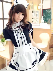 Lightweight Maid Dress Set, Includes Dress, Apron, Headpiece, Necklace, Cute Bow Design, Pleats, Perfect for Cosplay, School Style, Sweet Cool Look