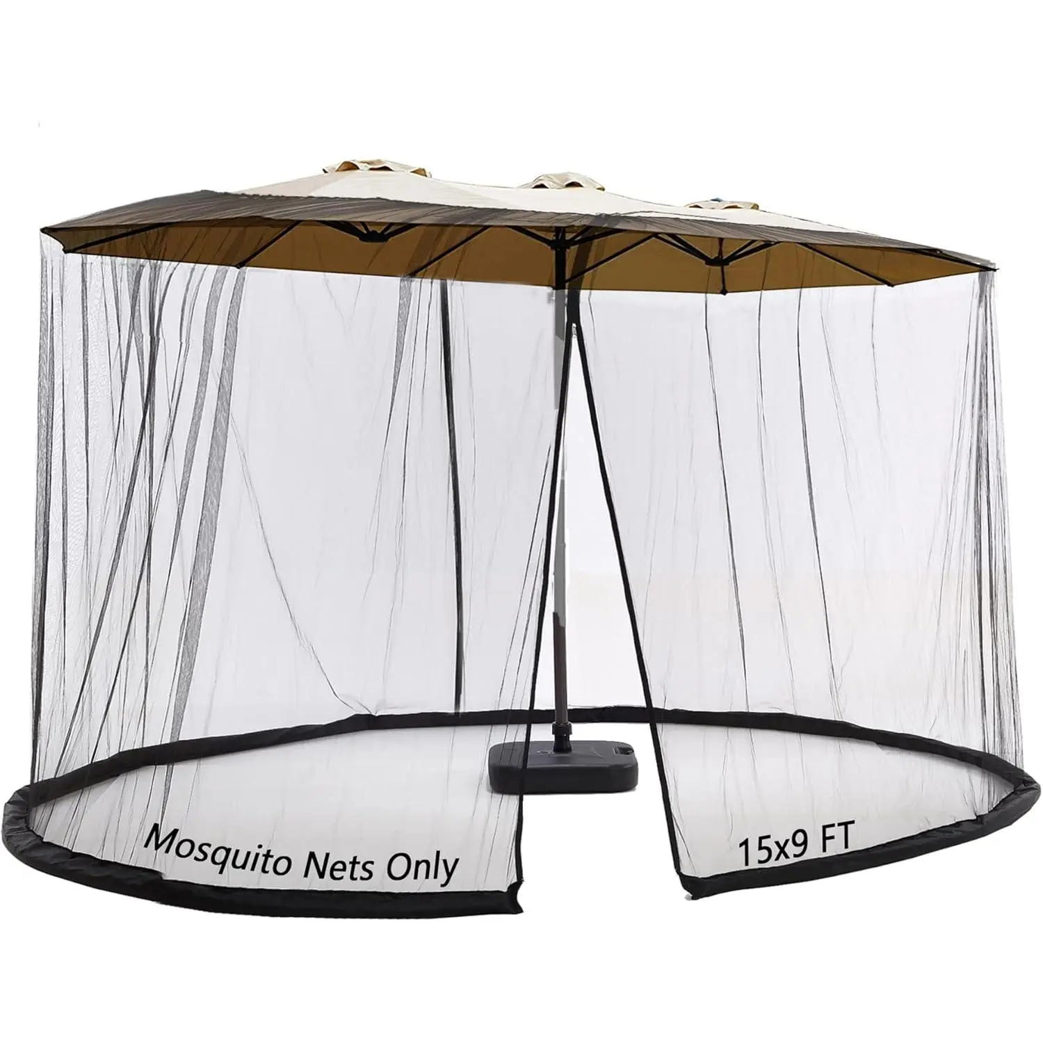 Netting For 13/14/15FT Umbrella-Sided, Screen Walls Zipper Door Black