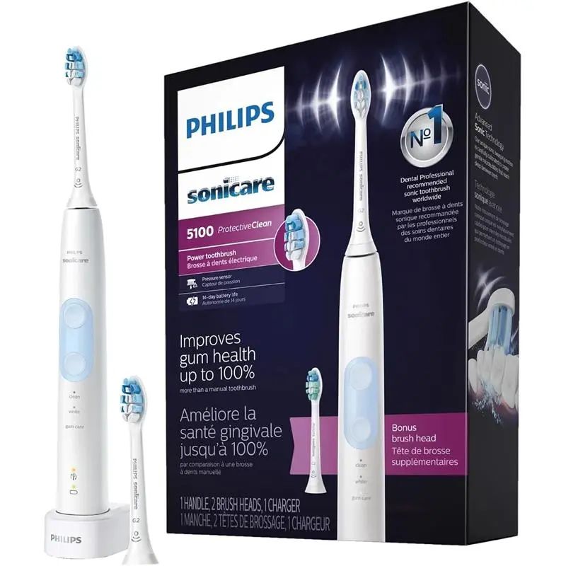 PHILIPS Sonicare ProtectiveClean Electric Toothbrush with Plaque Control Brush Head, Rechargeable Sonicare Toothbrush with Pressure Sensor, Phillips Sonic Toothbrush, Gum Health Brush Head Sensitive