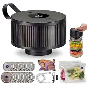 Upgraded 3-in-1 Electric Mason Jar Vacuum Sealer Kit for Jars, Bags, Food Savers & Containers | Auto-Stop Jar Sealer with 4-Hours Battery Life & One-Handed Operation for Dry Foods, Jams & Leftovers (Free Mystery Gift)