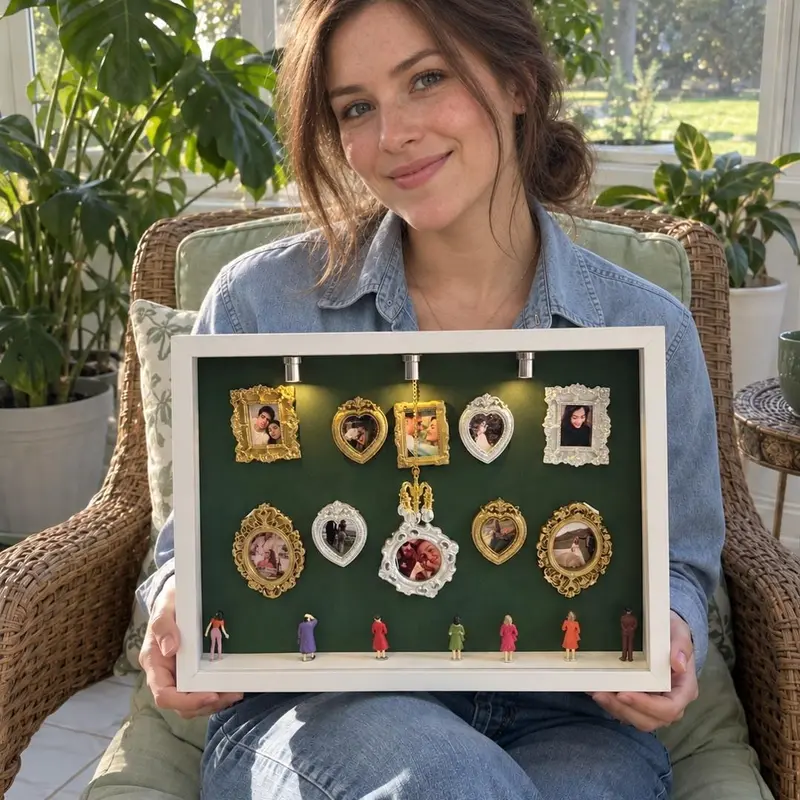 DlY Picture Frame Gold Mini Frames Mini Museum of Us Shadow Box & Figures -The Personalized Photo Frame Giftor Parents,Couples,and Bestfriend Picture Framed Set Decor Transparent