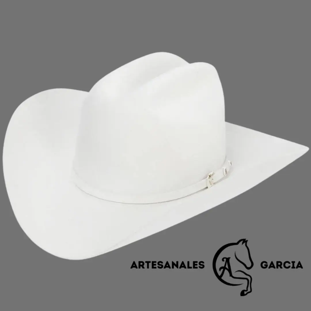 Stetson Texana 30x El Patron Blanco Handmade Castor Fur with Silver Buckle and Ruby Stones Sinaloa Shape 4 5/8 Inch Crown 4 Inch Brim Made in Garland Texas USA