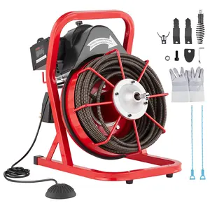 VEVOR Drain Cleaner Machine 75FT x 1/2 Inch, TikTokShopBlackFriday, Sewer Snake Auger Manual Feed, 370W Electric Drain Cleaning Machine with 4 Cutters & Air-activated Foot Switch for 2" to 4" Pipes