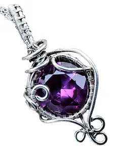 Genuine 14.35 Carat Russian Color Change Alexandrite Corundum Doublet Elven Elvish Victorian Fantasy Wire Wrapped Pendant Necklace Amulet