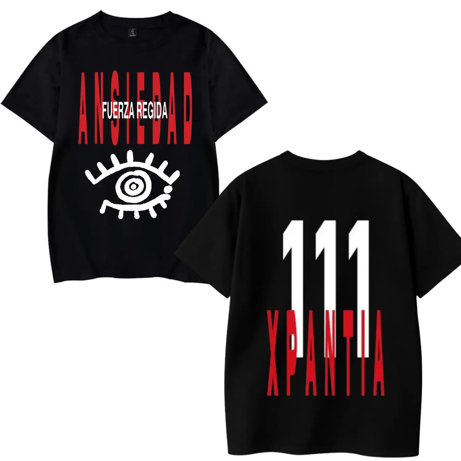 Fuerza Regida Ansiedad 2-Sides T-Shirt, Casual Oversized Fit, Comfortable Cotton Top for Women, Featuring 111XPantia Album Art, Perfect for Everyday Wear Womenswear Tshirt