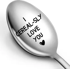 Valentines Day Gifts for Him Her Kids Boyfriend Girlfriend Wife Husband Couple Men Women, Anniversary Birthday Gifts for Men Women, Easter Basket Stuffers for Teens Adults, I Cerealsly Love You Spoon