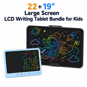 22" + 19" Large Screen LCD Writing Tablet Bundle for Kids – Rechargeable Drawing Board & Dual-Screen Learning Pad with Partial Erase Function, Educational Travel Toy Gift