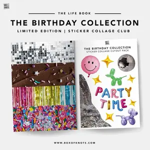 The Birthday Collection | Happy Birthday | Celebration | DIY Collage Cutout Journal Kit | Full Sheet Sticker Adhesive | Scrapbooking | Journal Stickers | Matte | Decorative Junk Journaling Decor