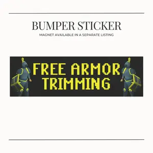 BUMPER STICKER Free Armor Trimming Car STICKER OSRS Old School Runescape Merch | Gaming RuneScape Pixel Knight Design