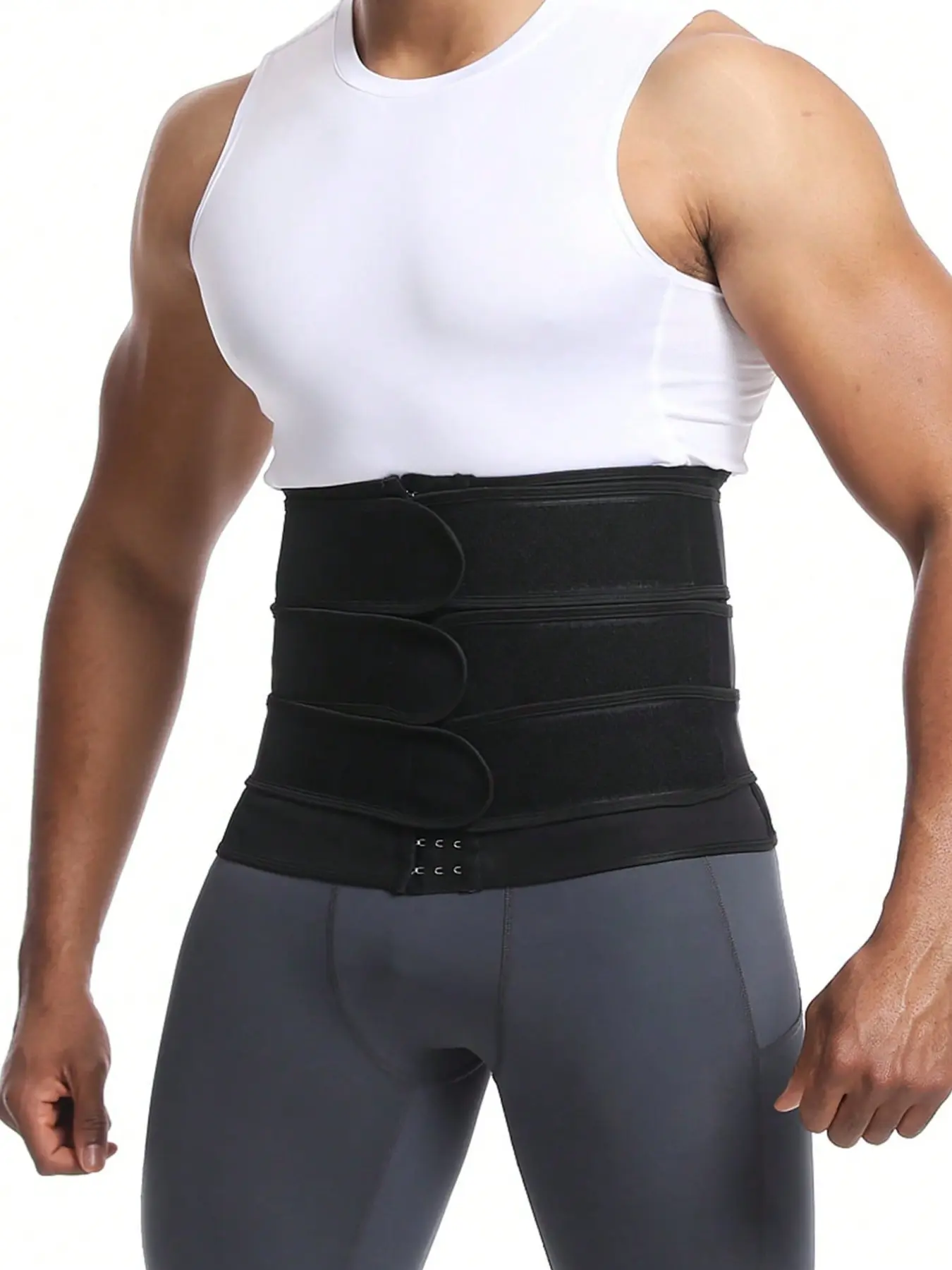 Men's Triple Waist Belt, European Style Sports Shaping Belt, Fitness Cinching Belt, Sweat Enhancing Abdominal Strap, 1pc