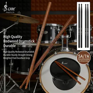SLADE Durable 5A Red Wood Drumsticks - Professional Percussion Accessory for Musicians Drumming Practice & Live Gigs