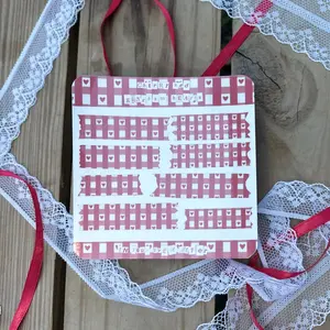 In Your Ever After Cherry Red Gingham Hearts Sticker Sheet 4x4 Inches Glossy Vinyl for Journaling Scrapbooking & Planner Use