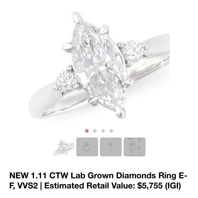 NEW 1.11 CTW Lab Grown Diamonds Ring E-F, VVS2