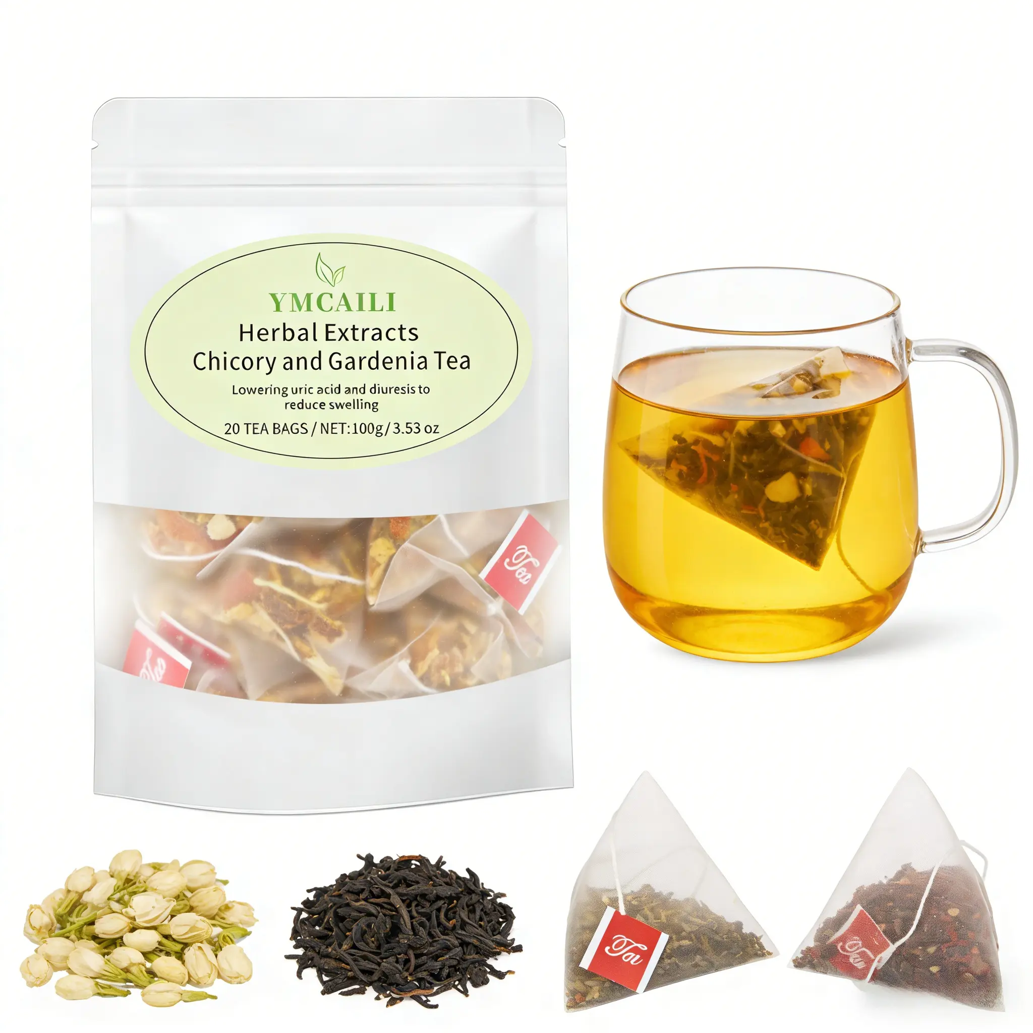 Organic Chicory and Gardenia Herbal Tea - Natural Sugar-Free Beverage with No Added Sugar, Cooling Relief, Promoting Intestinal Peristalsis, Relieving Constipation, Improving Gastrointestinal Dysfunction, No Caffeine or Wheat Bran