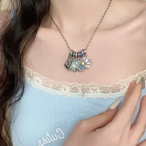 Women's Tarot Card Necklace - Elegant Silver Vintage Pendant with Heart, Pentacle, and Astrological Symbols - Durable Everyday Wear Gift Jewelry - Mystic Divination Accessory Designed for Tarot Enthusiasts, Retro Style, Long-lasting Shine