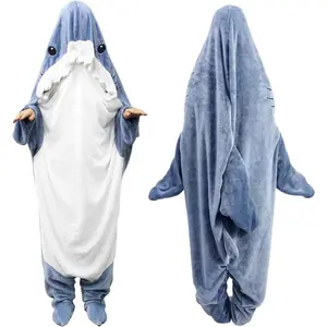 Shark Wearable Blanket Hoodie Onesie for  Adult,Cozy Fleece Shark Blanket Hoodie, Shark  Costume Women Men