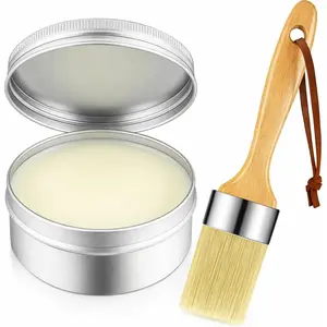 Clear Wood Finishing Wax Chalk Paint Sealing Wax with Brush for Interior Furniture Painting 7 Ounces Clear