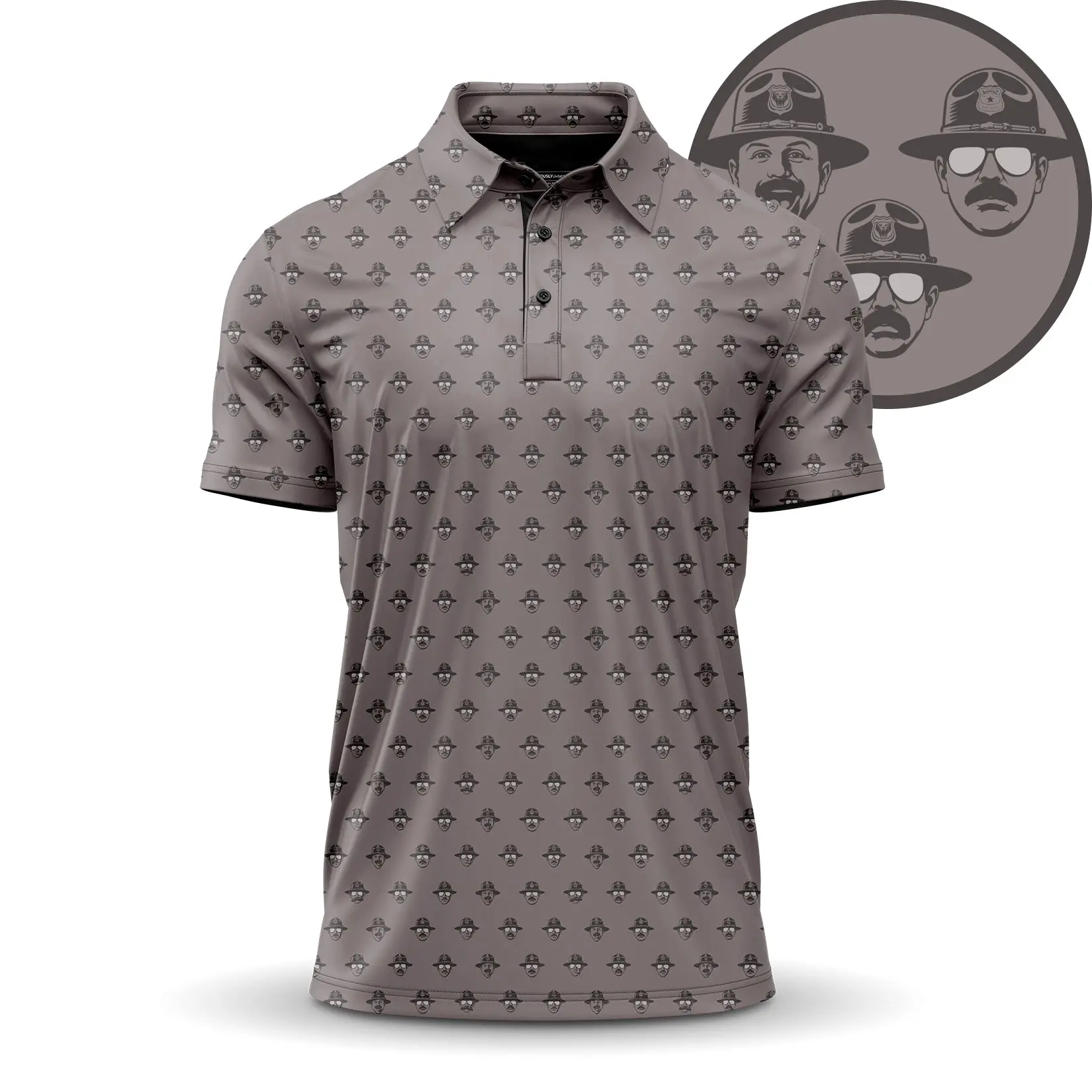 State Trooper Inspired Polo Shirt for Men – Vintage Highway Patrol Print Performance Polo