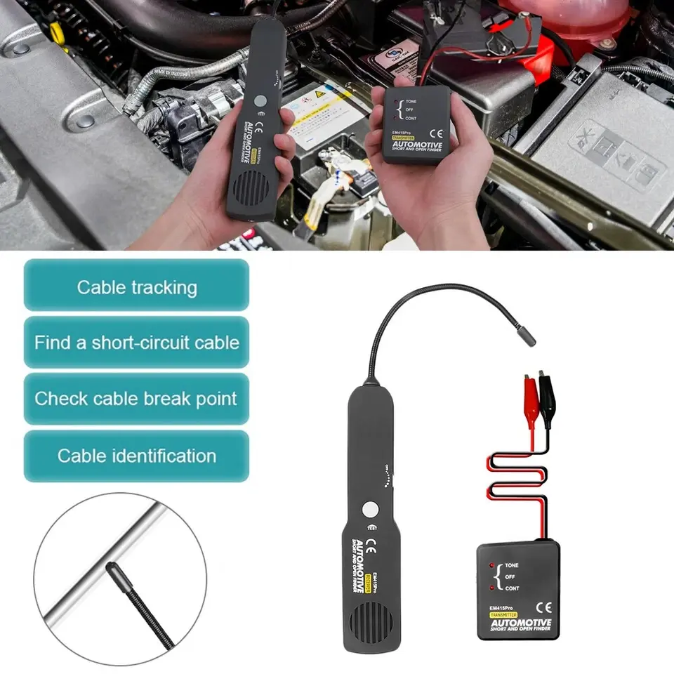 Non-Contact EM415PRO Automotive Circuit Breaker Finder - 6-42V Range, 6 to 42V DC Cable Tracer, 7 in Tone Generator, Audible Receiver for Finding Short-Circuit Cables (for Home & Party Supplies)