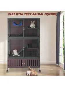 Gaomon 60" Large Wire Metal Ferret Kennel - 5-Tier Multi-Level Safety Enclosure with Wheels, Lockable Doors, Ramps, Hammock, Storage Cabinets for Chinchillas, Guinea Pigs, Wire Metal Kennel