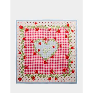 Betsey Johnson TOMATO GINGHAM SQUARE SCARF 35" x 35" RED BLUE