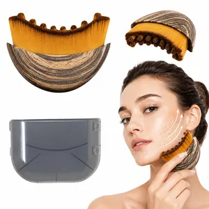 Face Lymphatic Contour Brush for Jawline Sculpting, Ergonomic Facial Dry Brush with Soft Bristles for Lymphatic Drainage, Puffiness Relief & Facial Massage