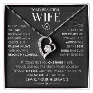 To My Beautiful Wife Love Heart Pendant Necklace Gift Husband Women Girl Necklaces Fashion Jewelry To My Wife Necklace From Husband, Gift For Her, Soulmate Women Necklaces Romantic Gifts, Christmas Birthday Anniversary Valentine Gift Ideas