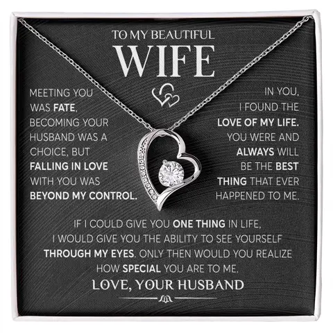 To My Beautiful Wife Love Heart Pendant Necklace Gift Husband Women Girl Necklaces Fashion Jewelry To My Wife Necklace From Husband, Gift For Her, Soulmate Women Necklaces Romantic Gifts, Christmas Birthday Anniversary Valentine Gift Ideas