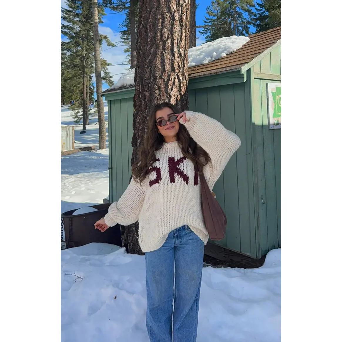 Jasmine Ski Cream Jacquard Chunky Knit Sweater
