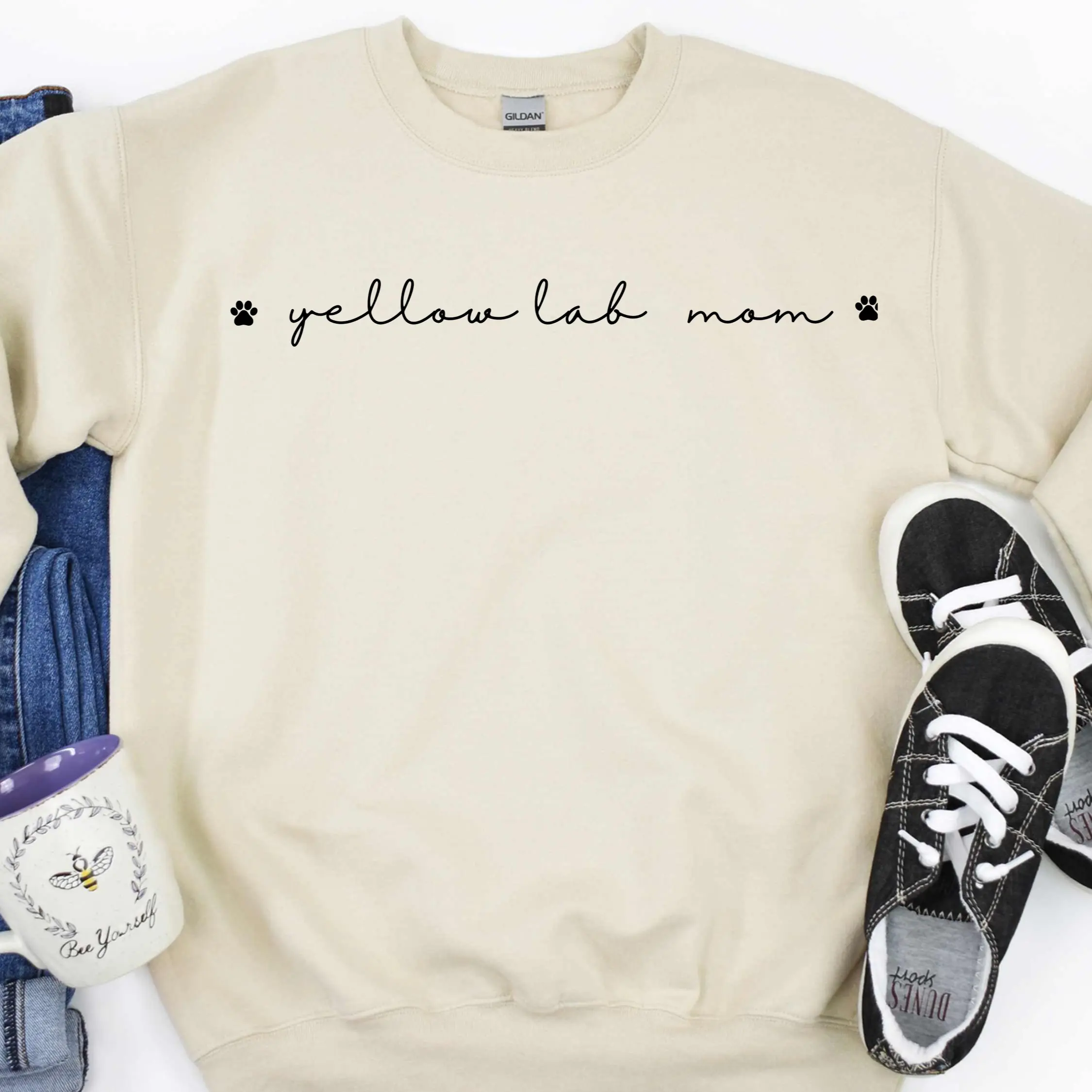 Yellow Lab Mom Sweatshirt, Labrador Retriever Sweatshirt, Yellow Lab Lover, Labrador Retriever Mom, Yellow Lab Mama, Yellow Lab Mom Gift, Labrador Retriever Lover Gift Classic Dog Comfy Fabric Crewneck
