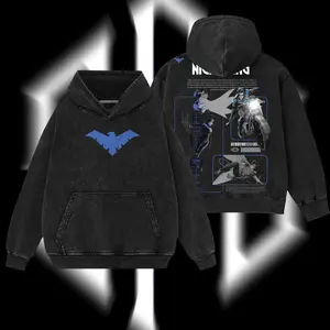 Superstyle Tales of the Teen Titans #44 - Dick Grayson Nightwing (Robin Hood #1) Hero Verse Comic Double Printed Oversize Lightweight Acid Washed Tee Hoodie TV Series Graphic Design Unisex Top Cotton Streetwear T-Shirt Hoodie Sweater Clothes Menswear