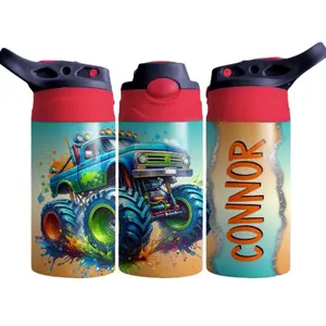 Personalized monster truck kids stainless steel water bottle Drinkware Portable