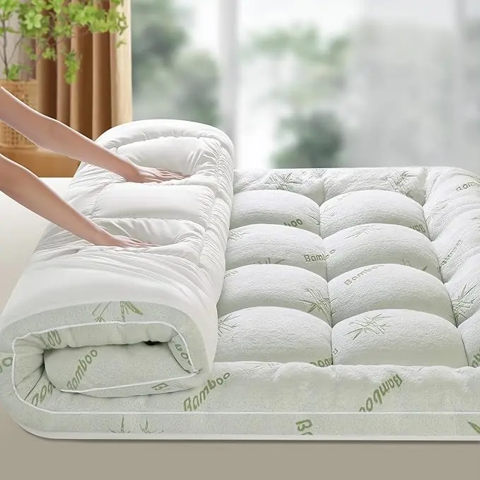 Bamboo Viscose Mattress Topper,1000 GSM Cooling Mattress Topper,Extra Thick Mattress Pad,Firm Pillow Top Mattress Topper for Back Pain with 8"-16" Deep Pocket(60"x80")