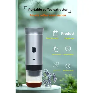 Portable Mini Heating Coffee Machine, 3-in-1 Espresso Maker for Coffee Powder & All Capsules