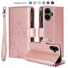 HISTORYOO For iPhone 18 Pro Max 17 Air 17 16 15 14 Plus 13 12 Pro 17e 16e Case Lanyard Cute Floral Embossed Butterfly Wallet Wrist Strap 6 Card Slots Standing Function Zipper Pocket Soft PU Leather Flip Fold Stand Magnetic Closure Protective Cover Women