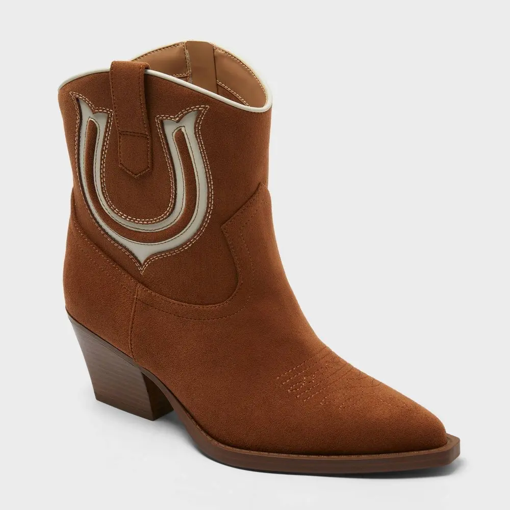 Women's Frannie Ankle Boots - Universal Thread Cognac 10
